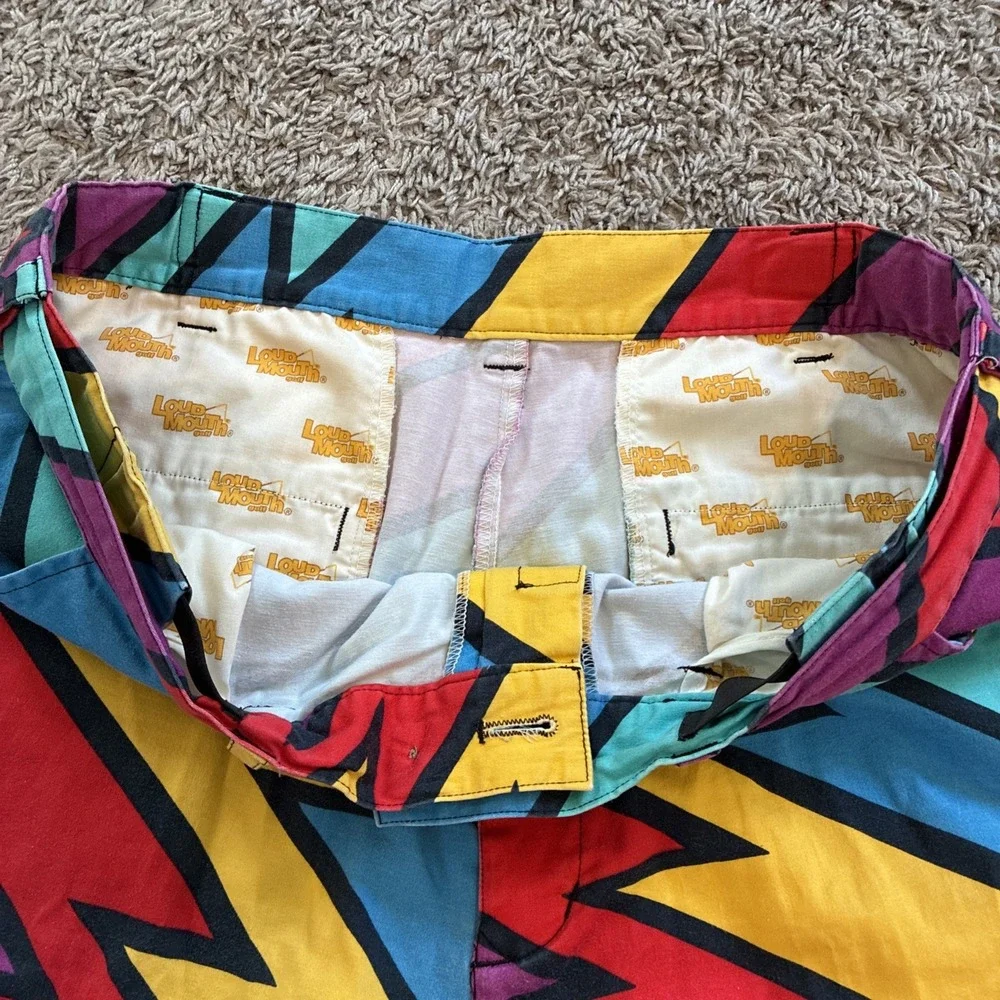 Loudmouth Unisex Multicolor Geometric Shorts size 34 Golf Zigzag